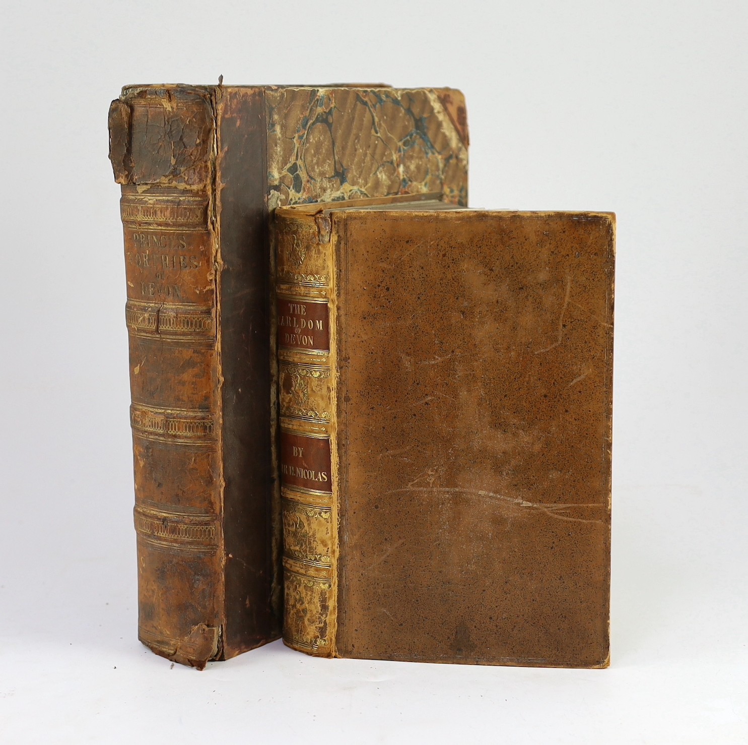 DEVON - Nicolas, Sir Harris - Report of the Proceedings on the Claim to the Earldom of Devon in the House of Lords....contemp. calf, gilt decorated panelled spine with maroon labels. 1832; Prince, John - Danmoni Oriental
